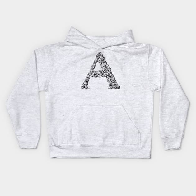 Vintage Initial Letter Lettering Alphabet A Kids Hoodie by AltrusianGrace